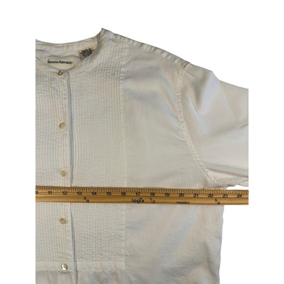 Vintage Banana Republic Pintuck Bib Blouse Made in Hong Kong – Size M Old Money - Picture 6 of 8